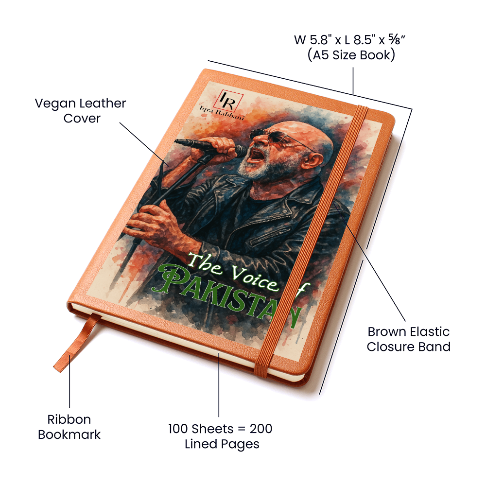 Ali Azmat - The Voice of Pakistan Graphic leather Journal by Iqra Rabbani