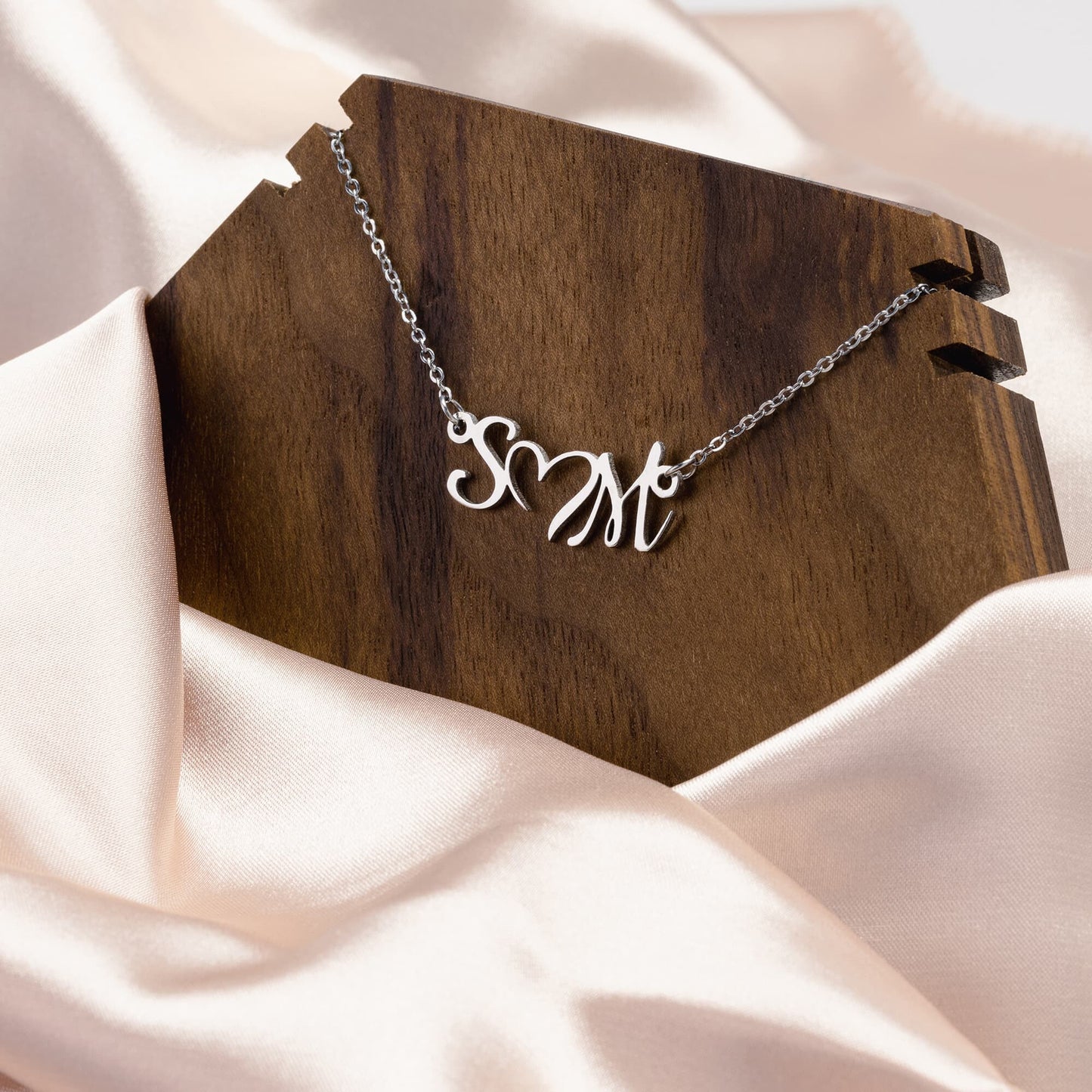 Double Initial Heart Necklace Personalized/Custom Gift for Her