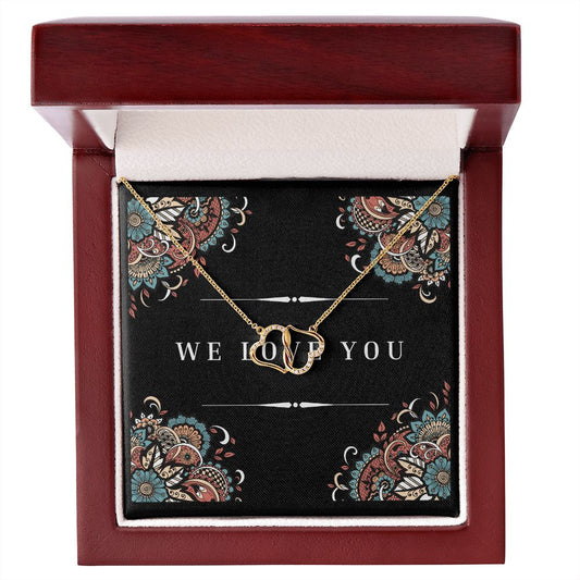"We Love You" Everlasting Love Interlocking Hearts 14k Gold Necklace For Her