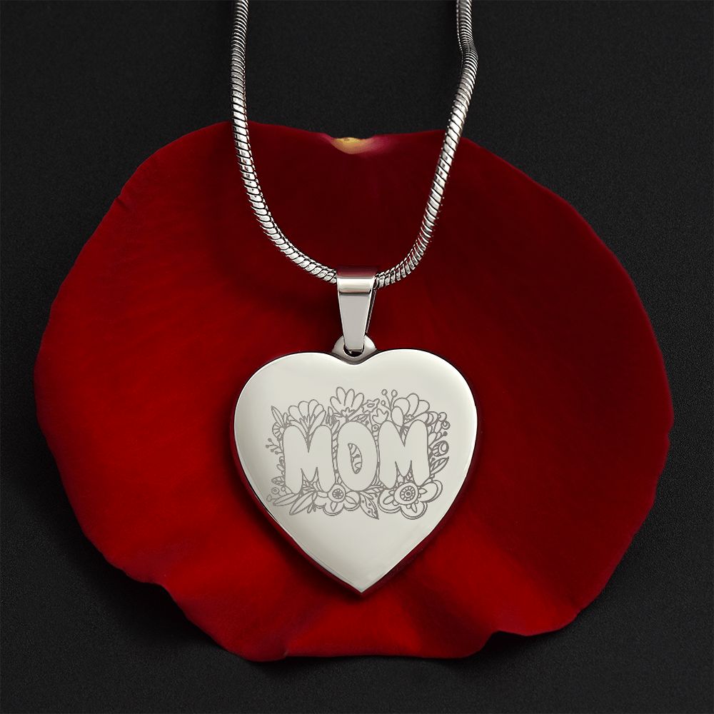 Mom Engraved Heart Necklace Gift For Mothers