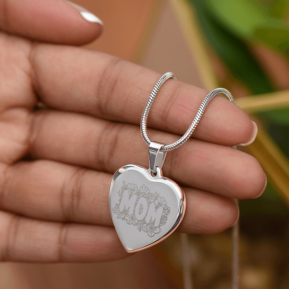 Mom Engraved Heart Necklace Gift For Mothers