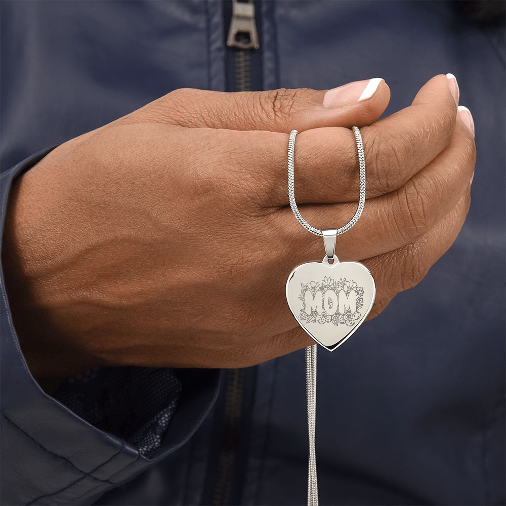 Mom Engraved Heart Necklace Gift For Mothers
