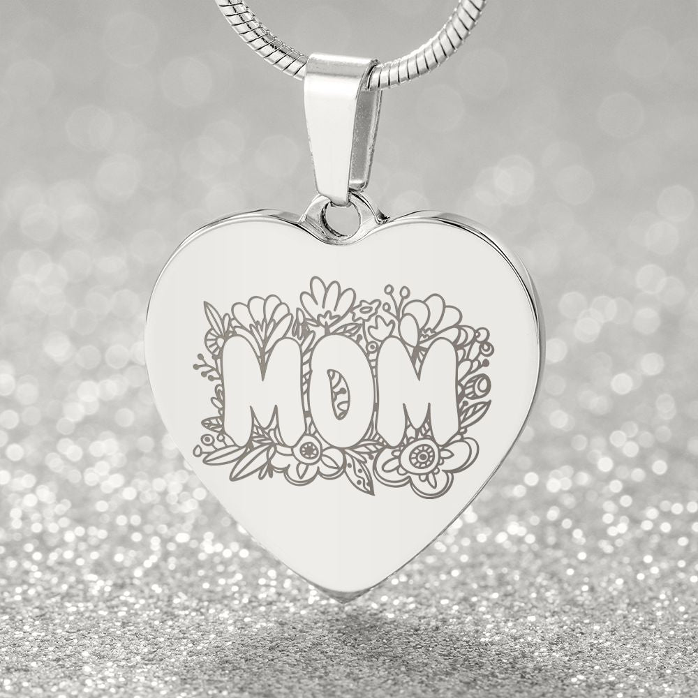 Mom Engraved Heart Necklace Gift For Mothers