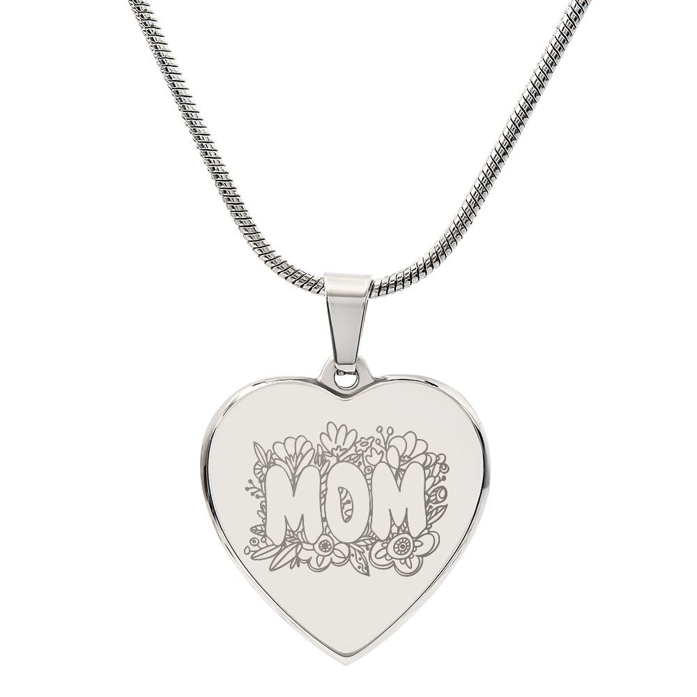Mom Engraved Heart Necklace Gift For Mothers