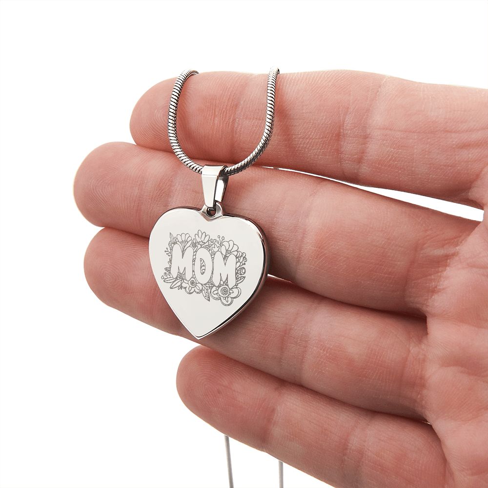 Mom Engraved Heart Necklace Gift For Mothers