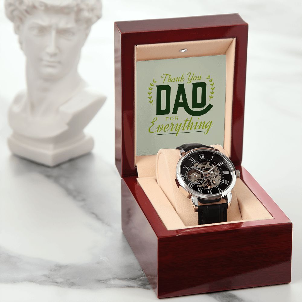 Openwork Watch Black Gift For Dad