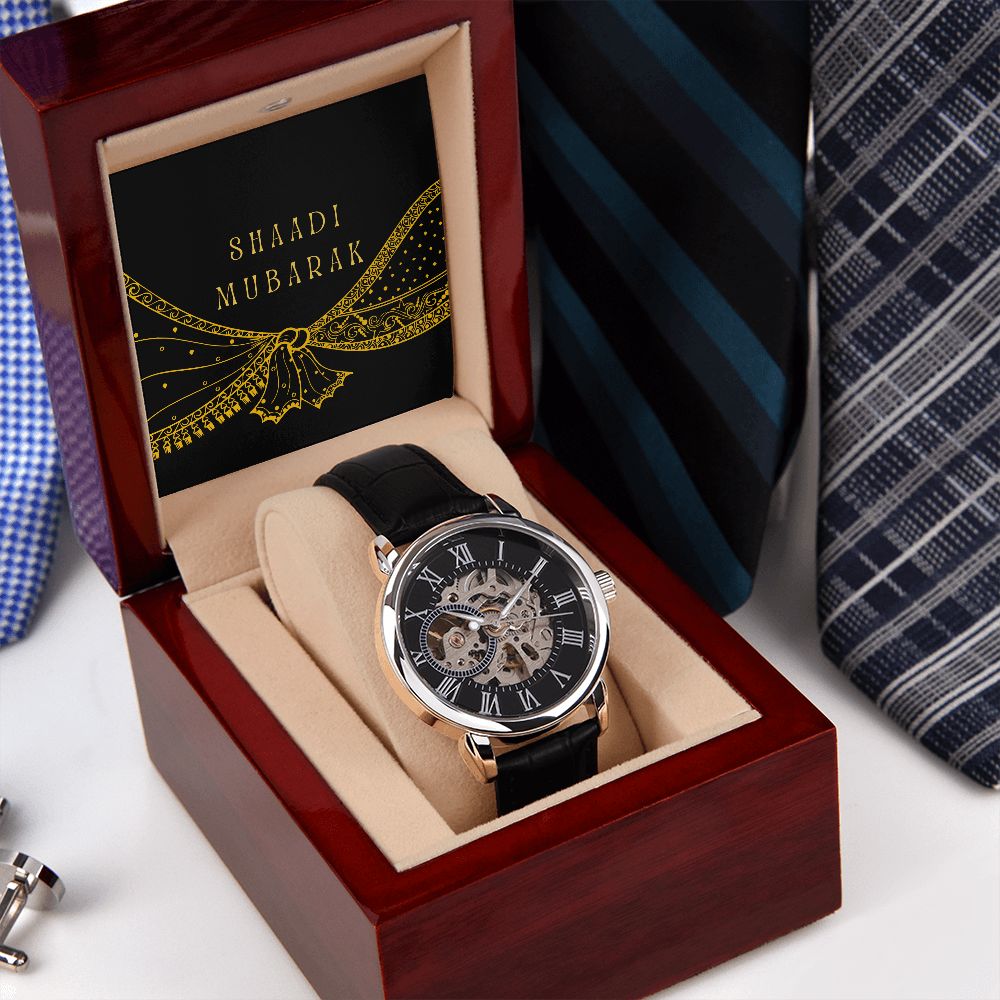 Shaadi Mubarak Men's Openwork Watch Gift For The Groom