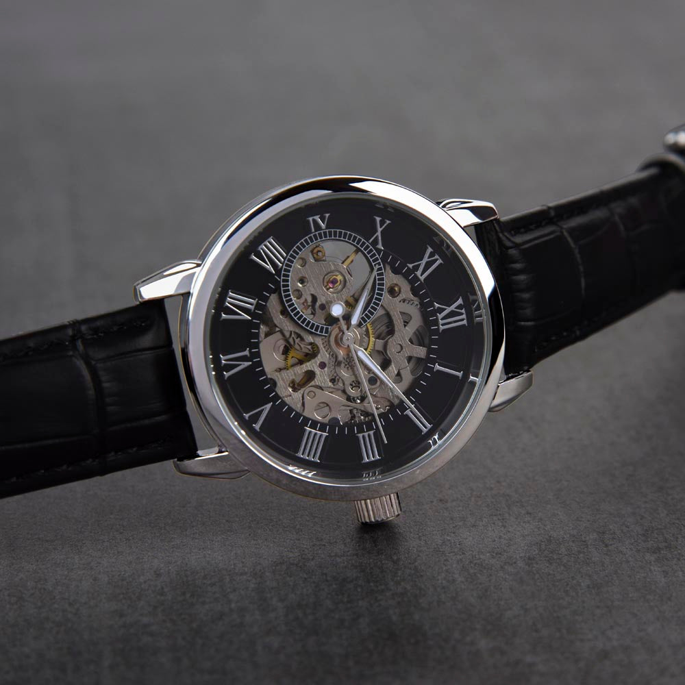 Black Openwork Watch Gift For Dad