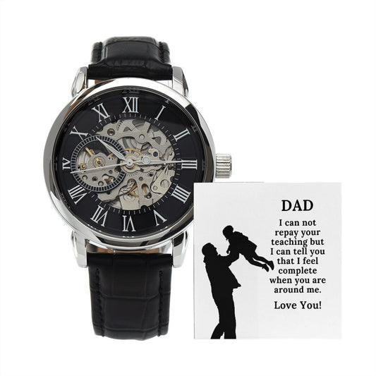 Black Openwork Watch + MC Gift For Dad With A Loving Note