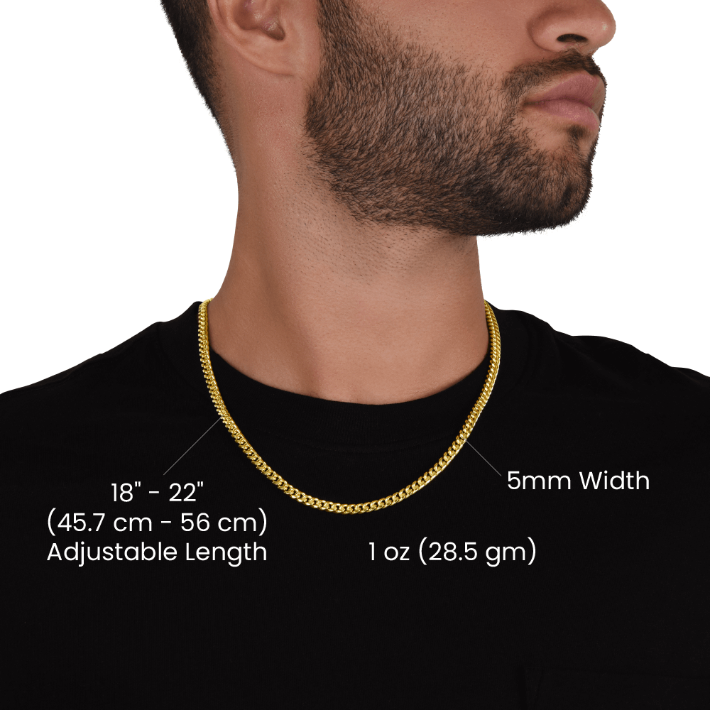 Cuban Link Chain 14k Yellow Gold & Polished Stainless Steel Gift For Him