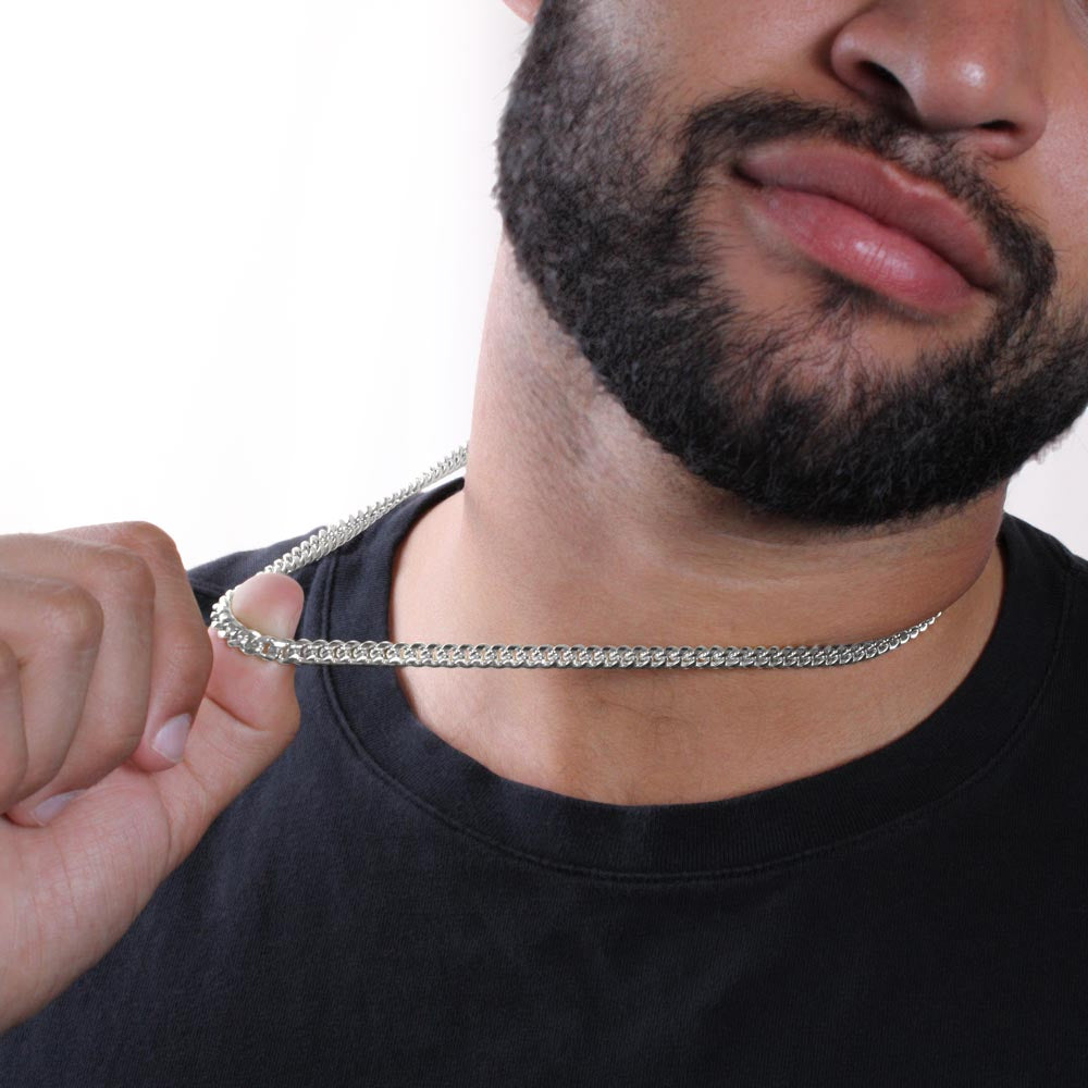 Cuban Link Chain 14k Yellow Gold & Polished Stainless Steel Gift For Him