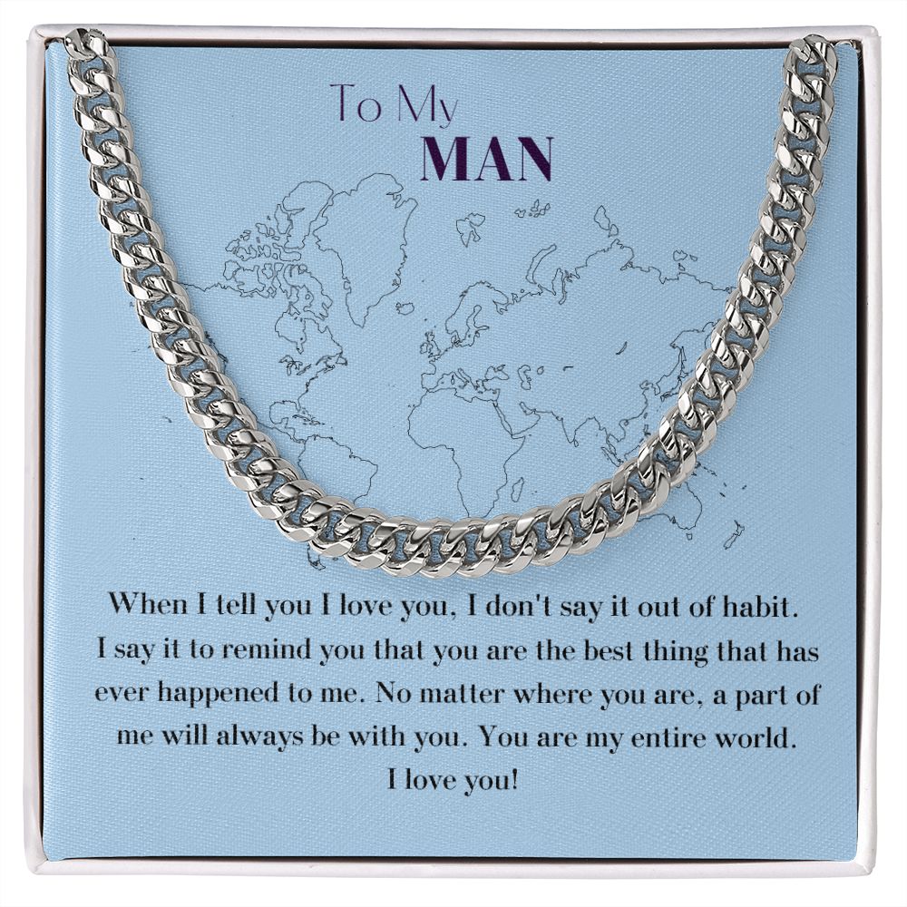 Cuban Link Chain 14k Yellow Gold & Polished Stainless Steel Gift For Him