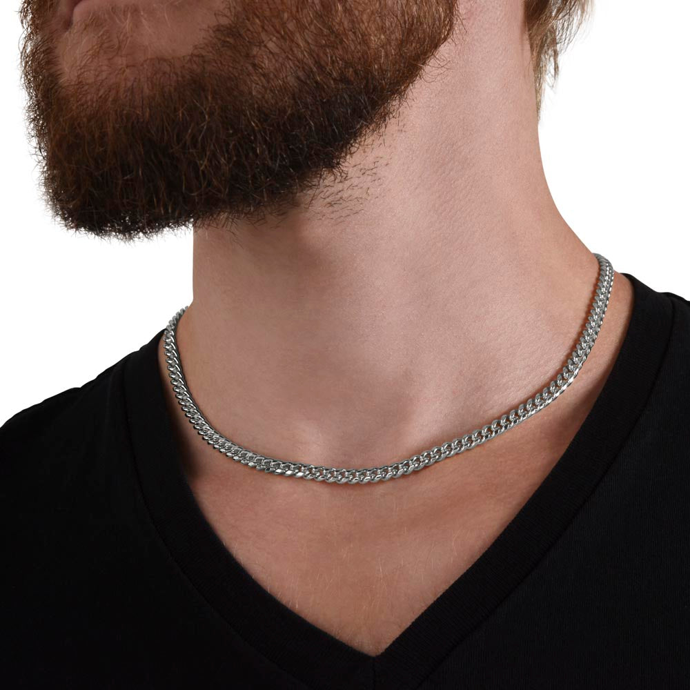 Cuban Link Chain 14k Yellow Gold & Polished Stainless Steel Gift For Him