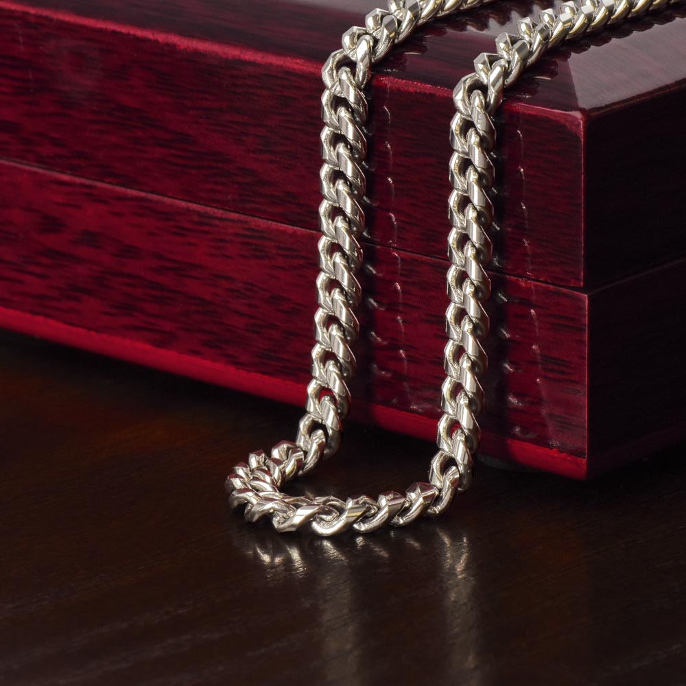 Cuban Link Chain 14k Yellow Gold & Polished Stainless Steel Gift For Him