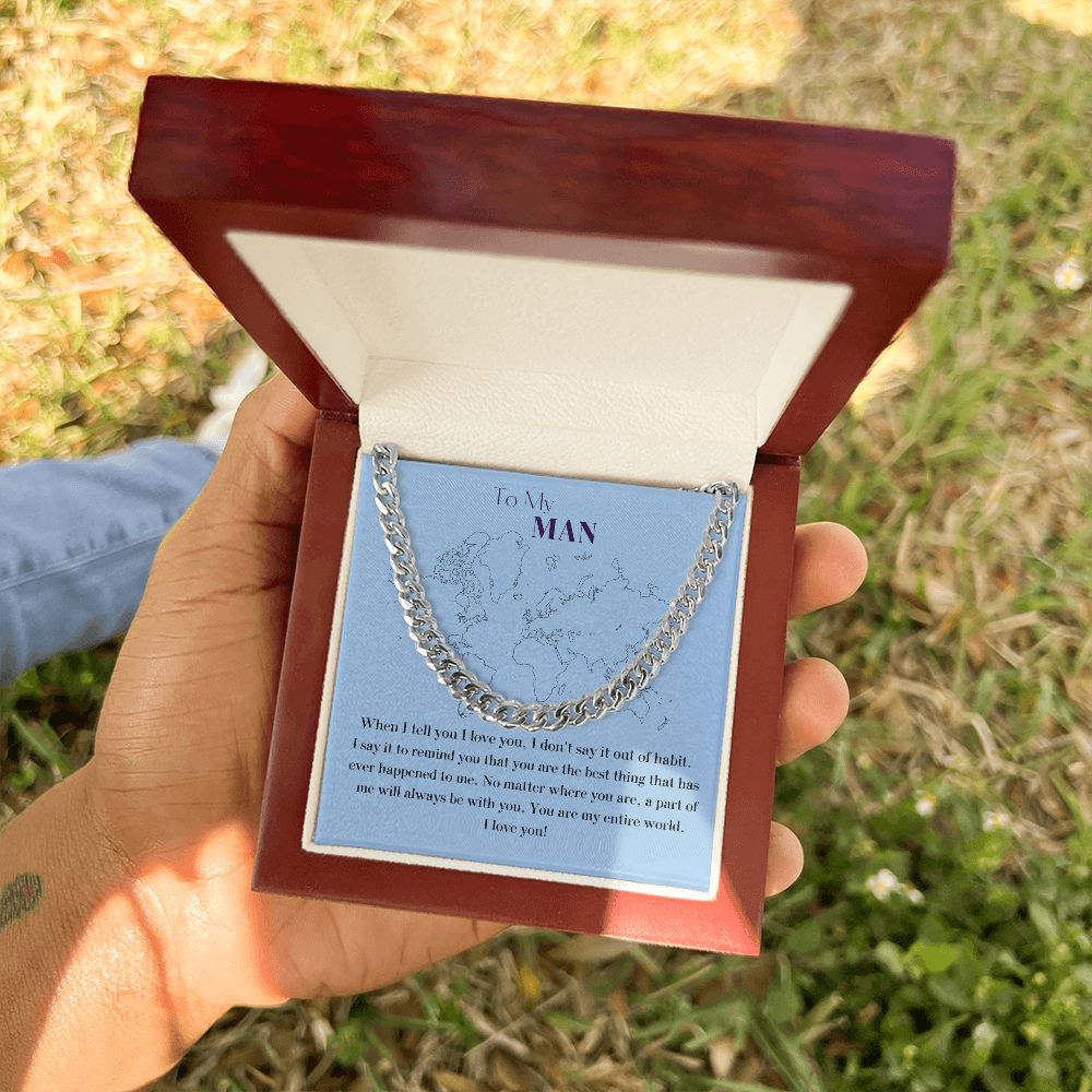 Cuban Link Chain 14k Yellow Gold & Polished Stainless Steel Gift For Him
