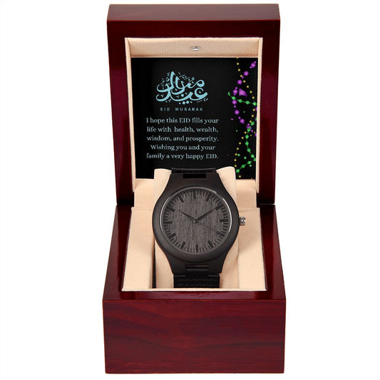 Eid Mubarak Men's Wooden Watch Gift For Him