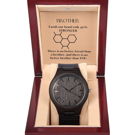 Sandalwood Black Wooden Watch Gift For Brother With A Note