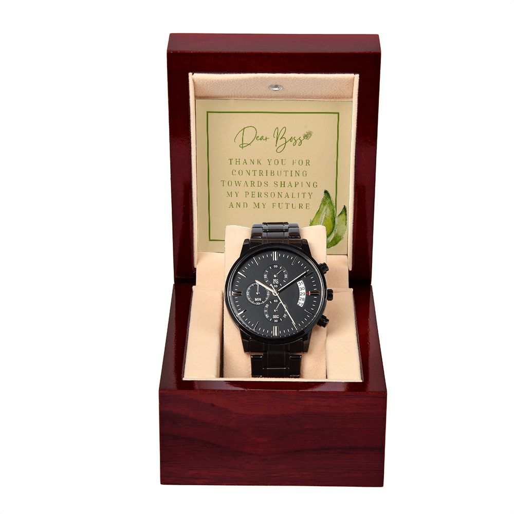 Black Chronograph Watch Appreciation Gift For Boss