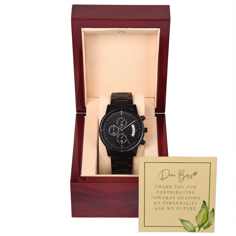 Black Chronograph Watch Appreciation Gift For Boss