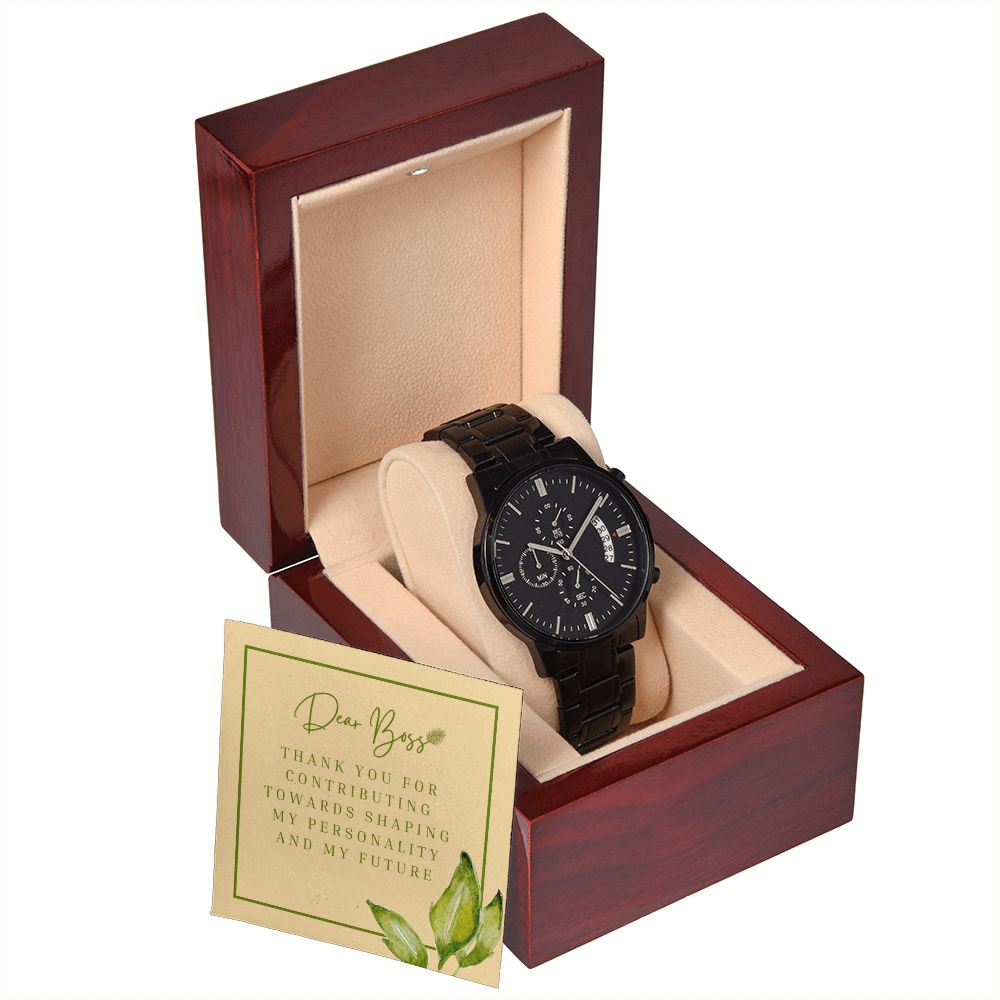 Black Chronograph Watch Appreciation Gift For Boss