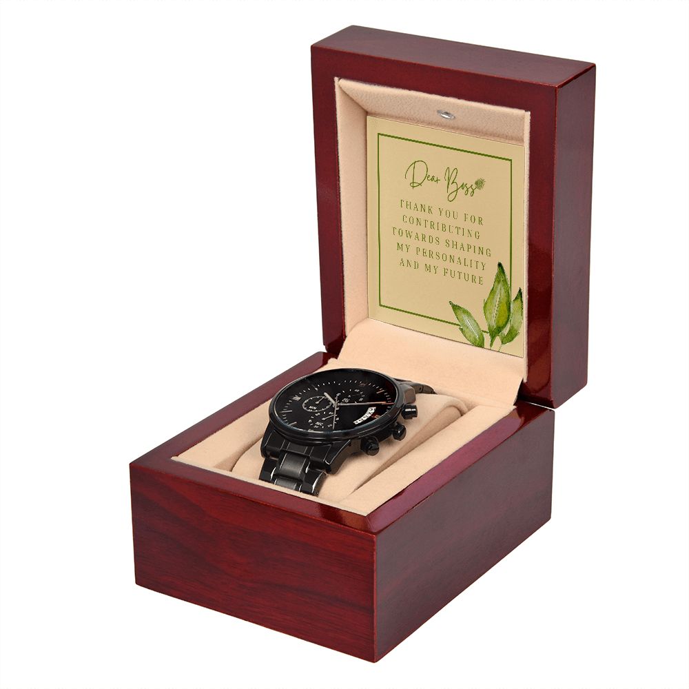 Black Chronograph Watch Appreciation Gift For Boss