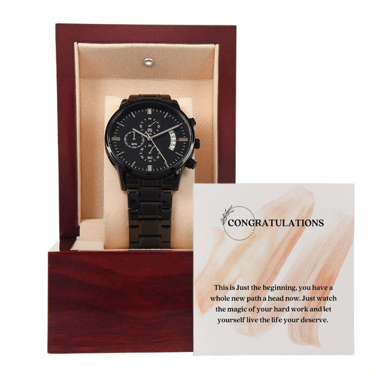 Black Chronograph Watch For Him of His Achievement