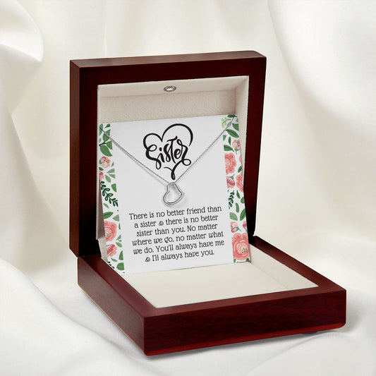Delicate Heart Necklace Gift for Sister With Loving Note