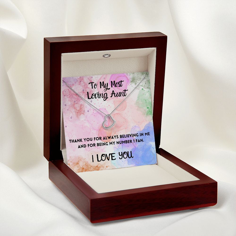 To My Most Loving Aunt Delicate Heart Necklace Gift For Her