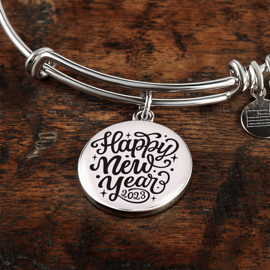 Happy New Year Circle Bangle Gift For Her