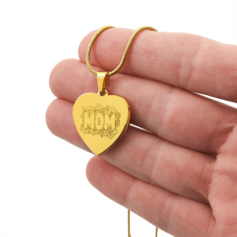 Mom Engraved Heart Necklace Gift For Mothers