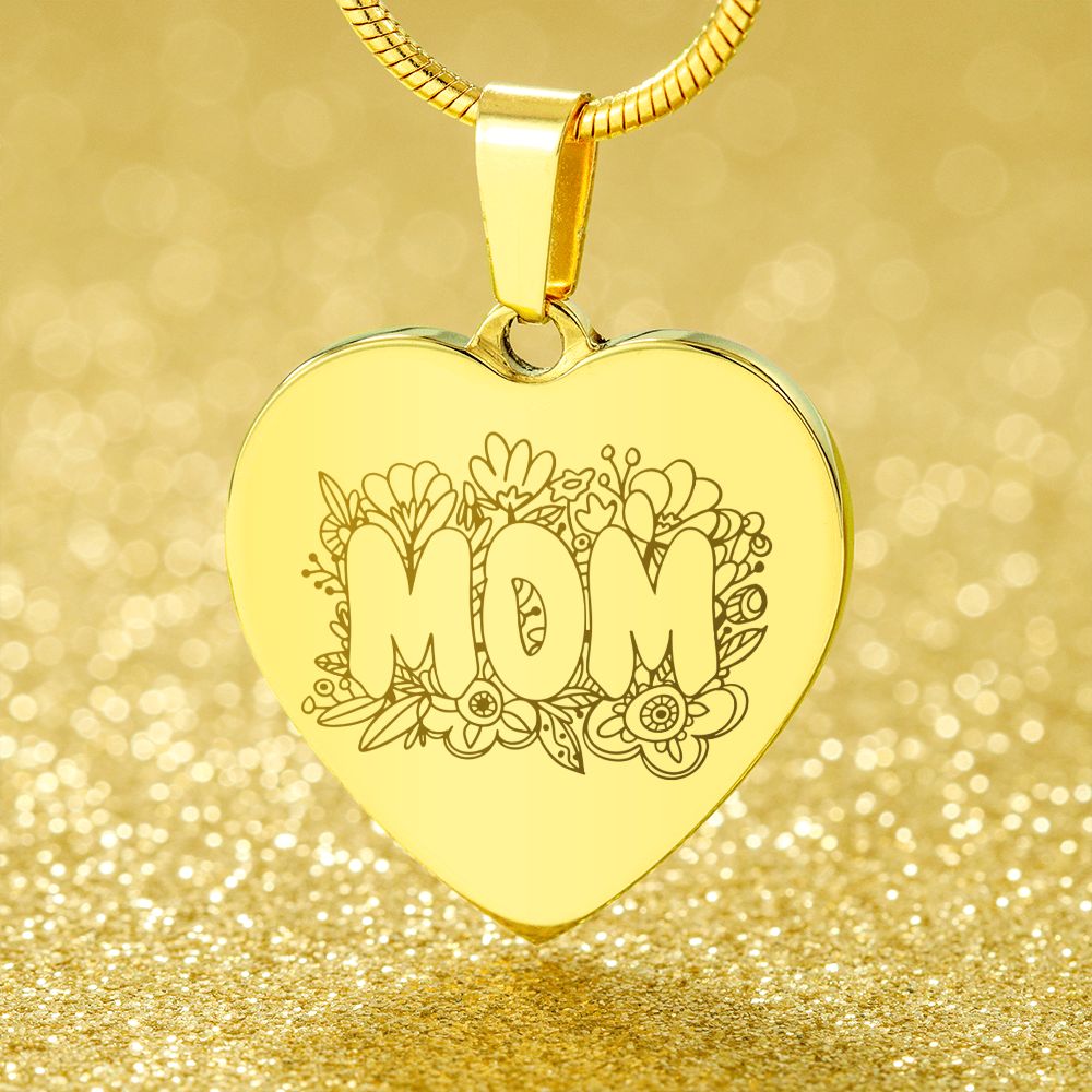 Mom Engraved Heart Necklace Gift For Mothers