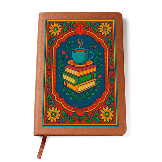 Chai and Books  Graphic Leather Journal