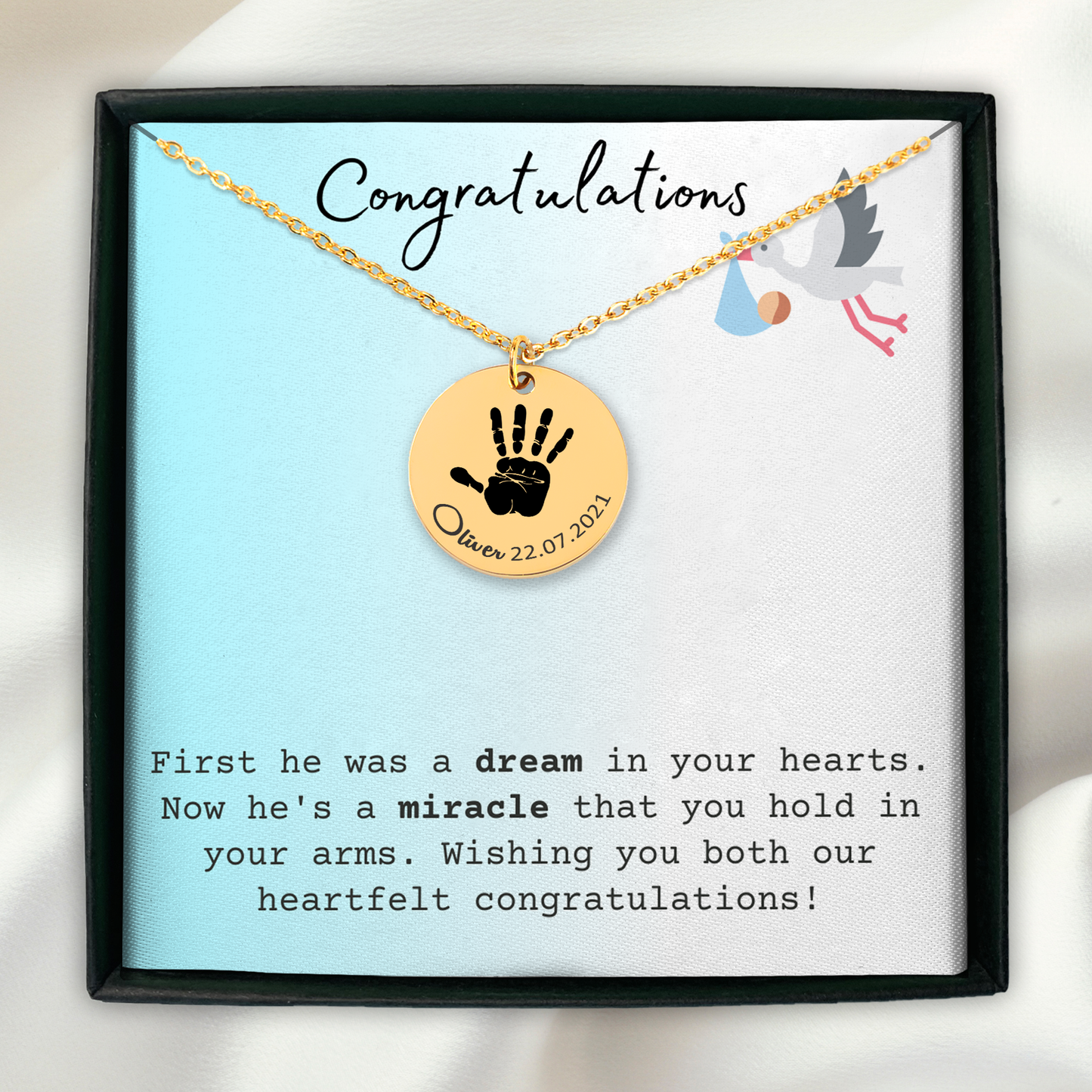 Actual Baby Hand Print Necklace