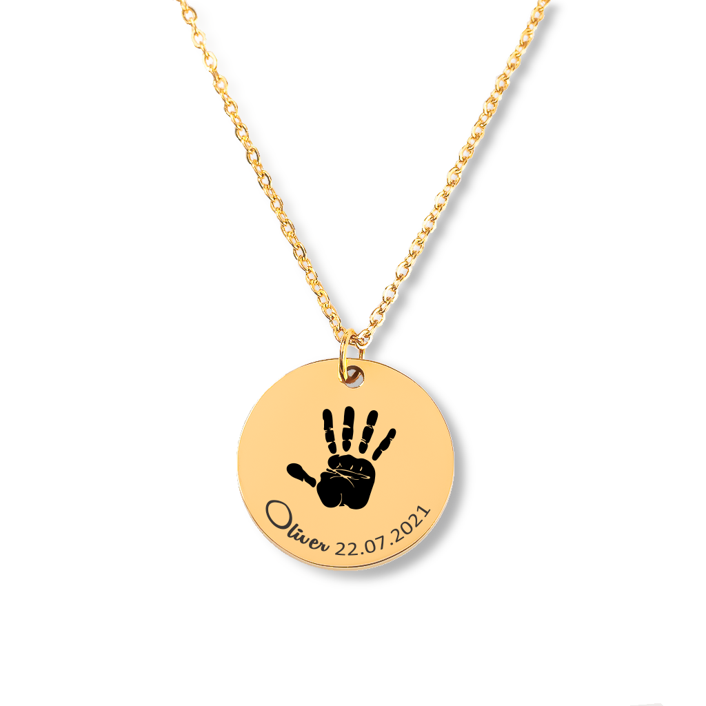 Actual Baby Hand Print Necklace