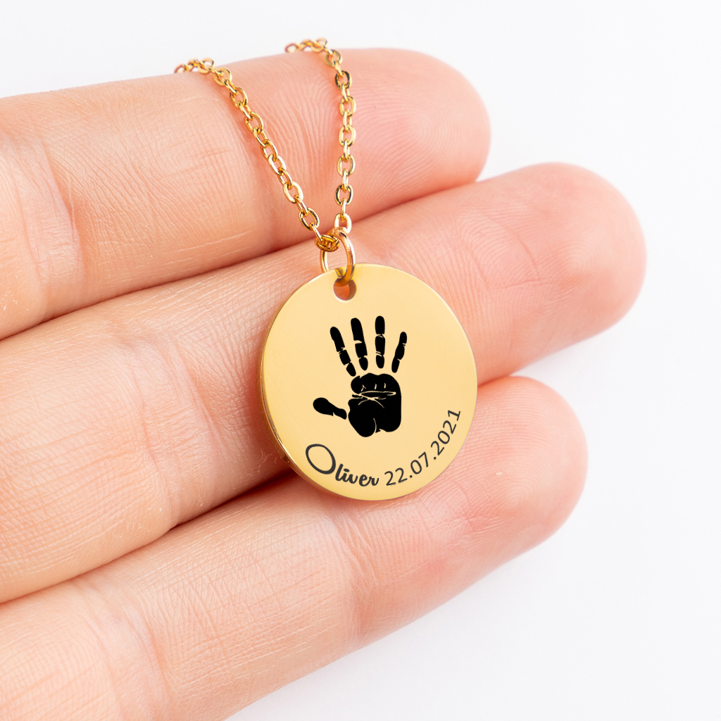 Actual Baby Hand Print Necklace