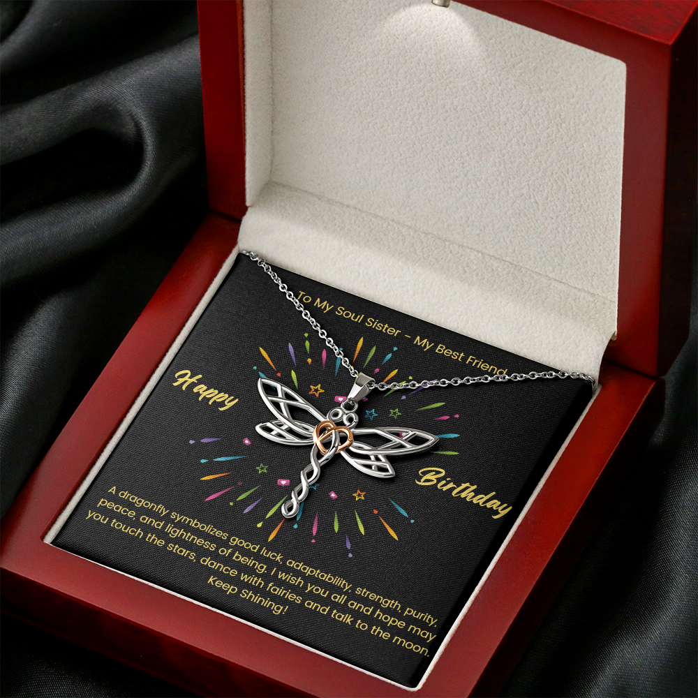 To My Soul Sister - My Best Friend - Dragon Necklace with Heart in the Middle - Birthday Gift for Her