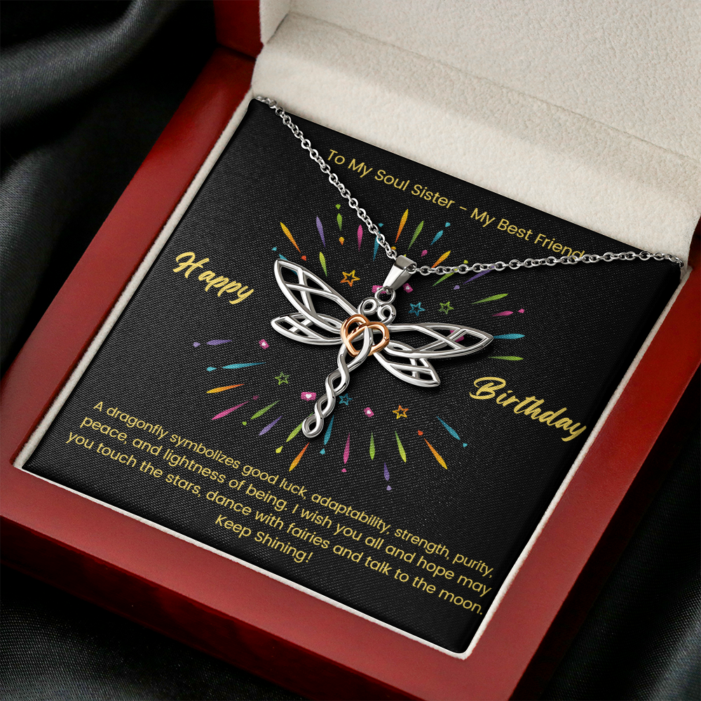 To My Soul Sister - My Best Friend - Dragon Necklace with Heart in the Middle - Birthday Gift for Her