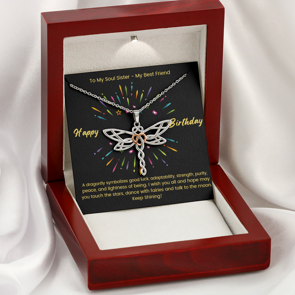 To My Soul Sister - My Best Friend - Dragon Necklace with Heart in the Middle - Birthday Gift for Her