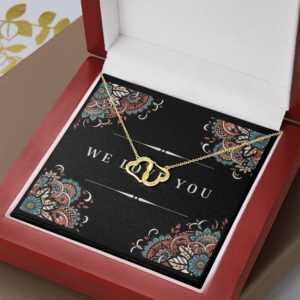 "We Love You" Everlasting Love Interlocking Hearts 14k Gold Necklace For Her