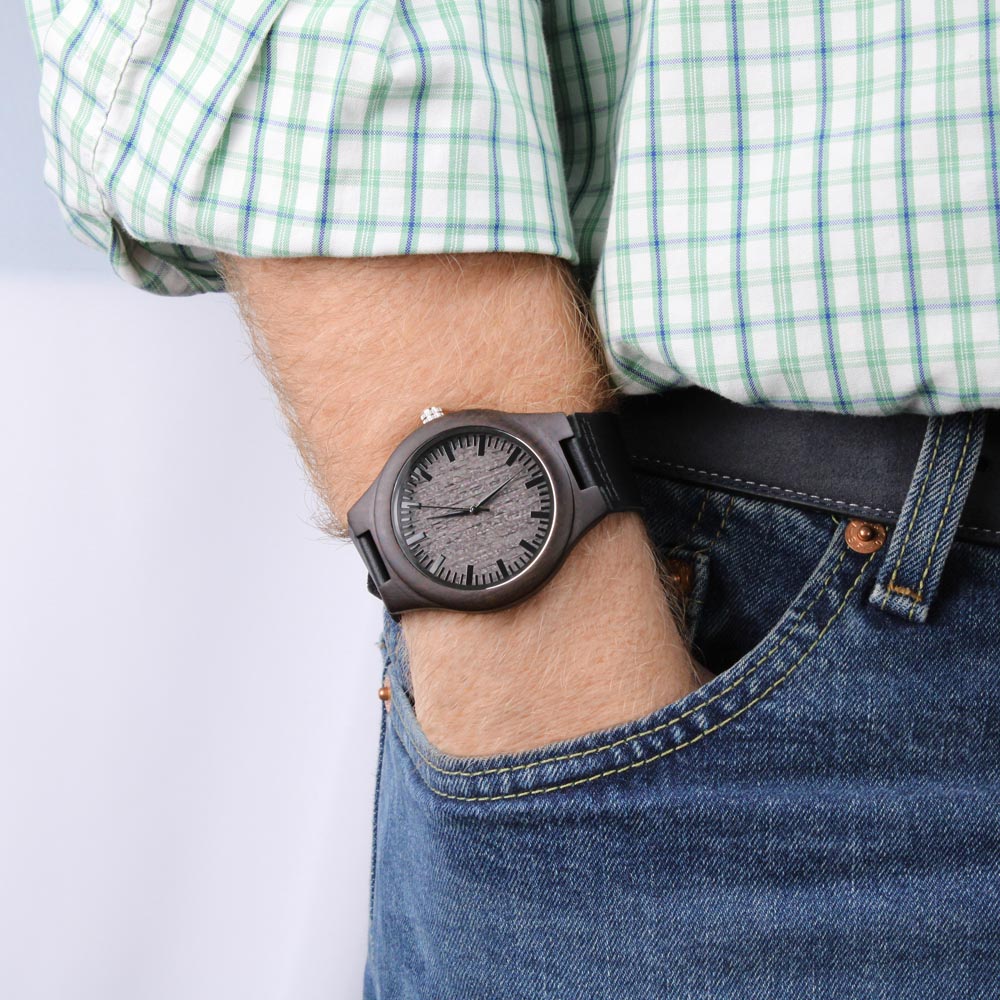 I Love You Men's Engraved Wooden Watch Gift For Him