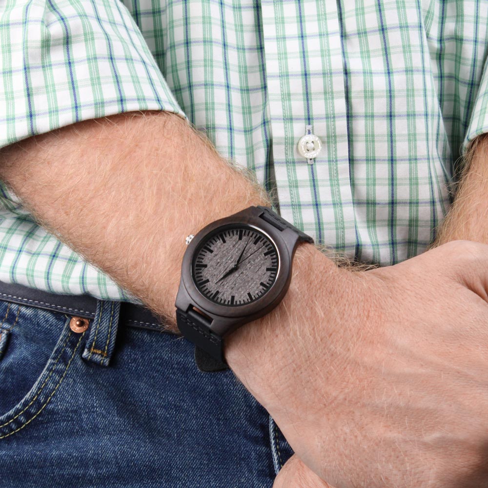 Happy Thanks Giving Engraved Wooden Watch Gift For Him