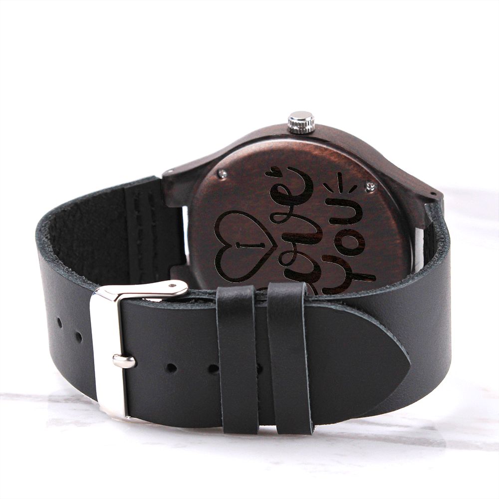 I Love You Men's Engraved Wooden Watch Gift For Him