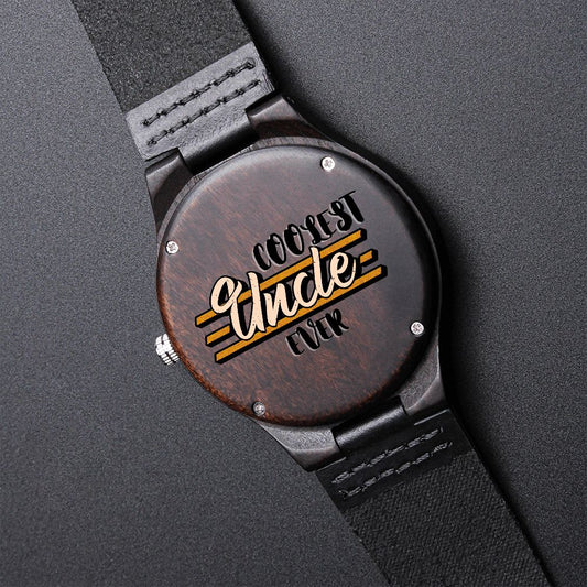 Coolest Uncle Ever Engraved Wooden Watch Gift For Him