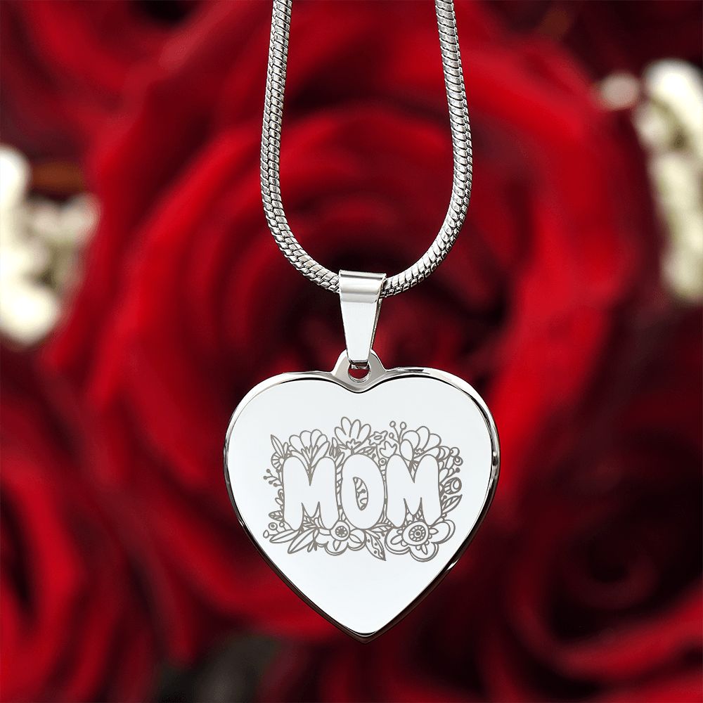 Mom Engraved Heart Necklace Gift For Mothers