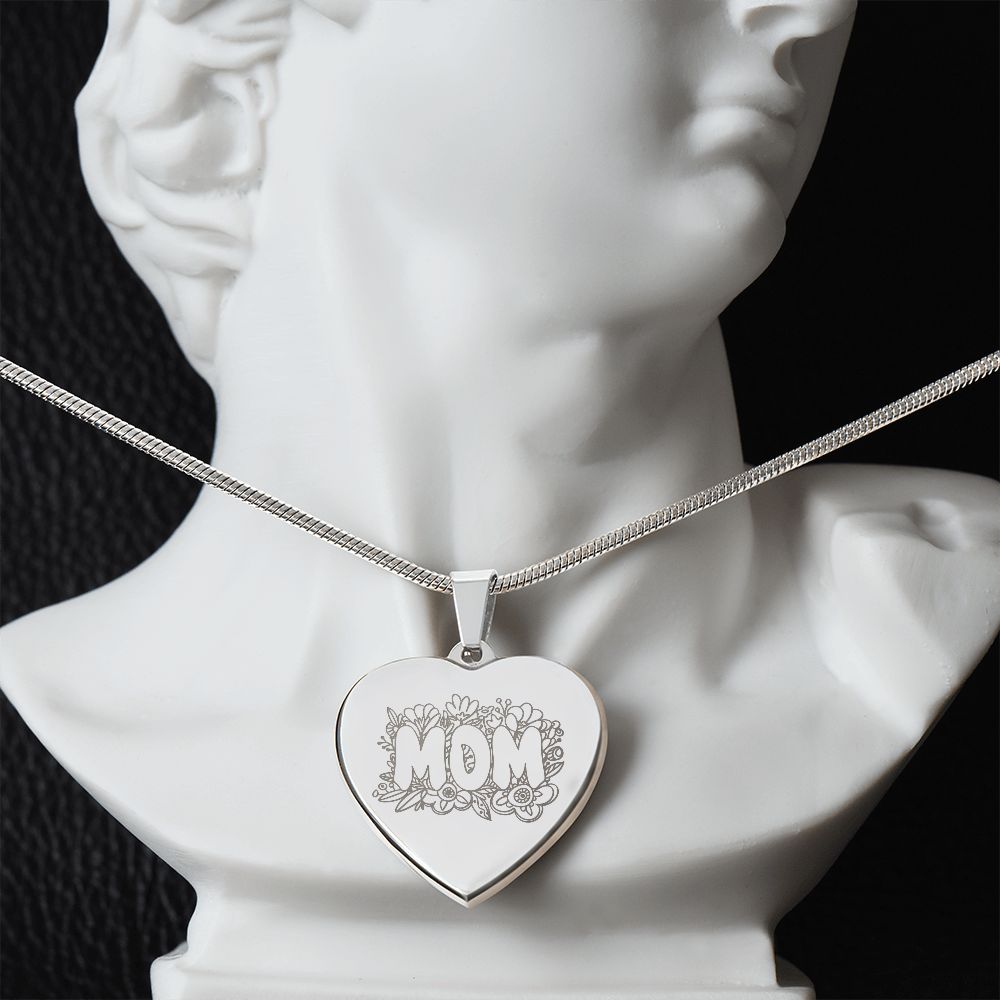 Mom Engraved Heart Necklace Gift For Mothers