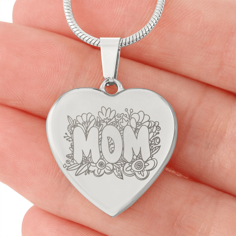 Mom Engraved Heart Necklace Gift For Mothers