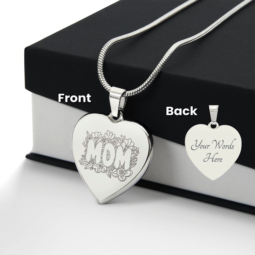 Mom Engraved Heart Necklace Gift For Mothers