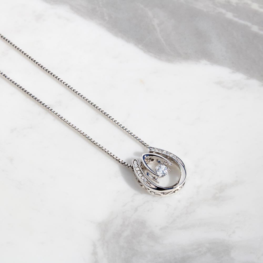 White Gold Cubic Zirconia Crystal Necklace Gift For Her Achievement