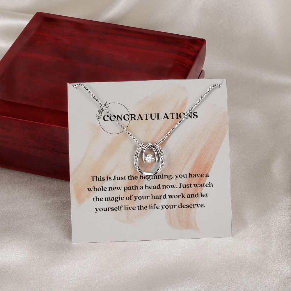 White Gold Cubic Zirconia Crystal Necklace Gift For Her Achievement