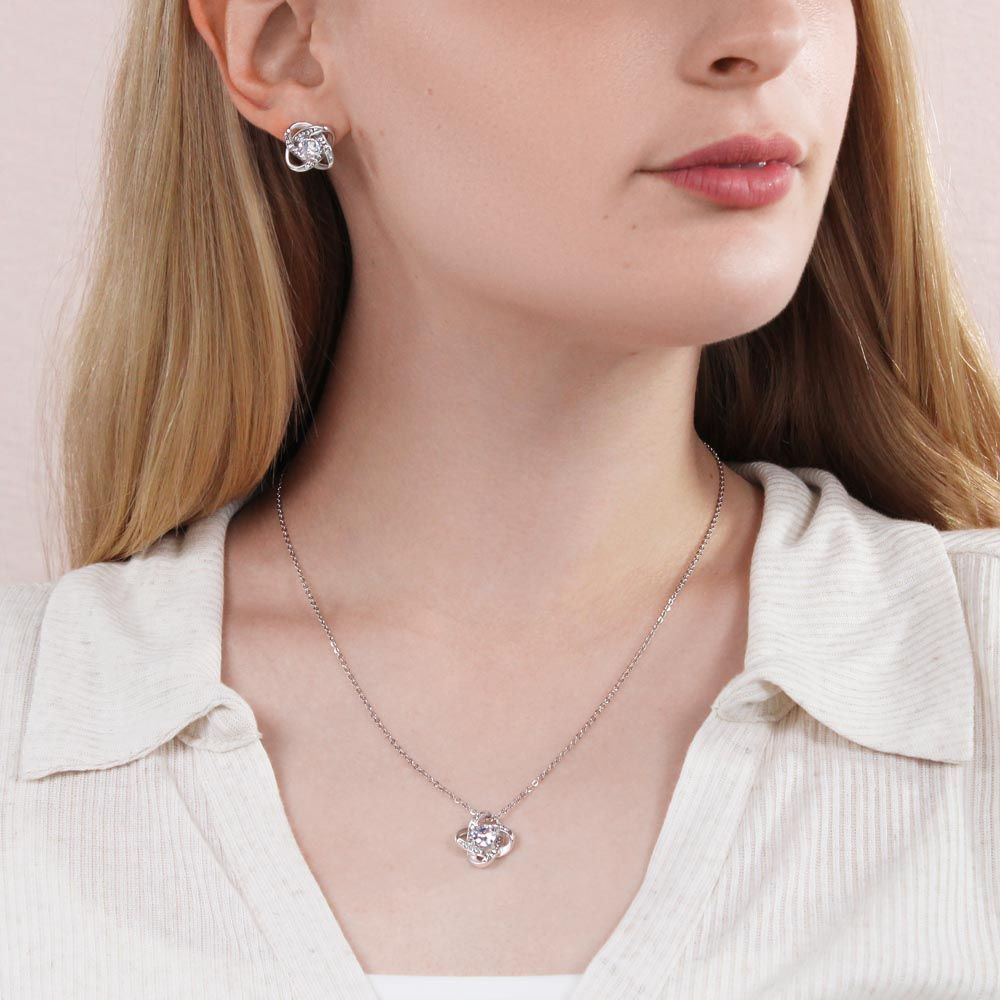 Love Knot Earring & Necklace Set Gift For Mom